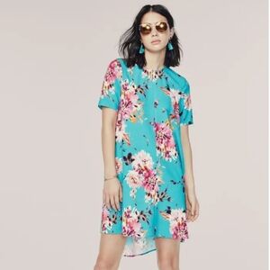 CHARLES HENRY Floral Crepe High/Low Trapeze Dress